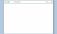 A single browser window looks like a blank slate against a blue background.