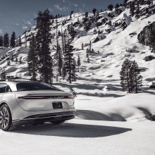 The Lucid Air Touring in snow