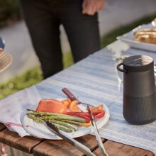 bose soundlink on a party table.