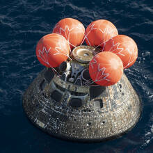 NASA's Orion crew capsule floating in the ocean