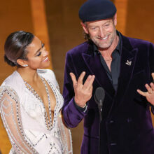 Ariana DeBose and Troy Kotsur present the awards for actress and actor in a supporting role at the 95th Academy Awards in the Dolby Theatre on March 12, 2023 in Hollywood, California.