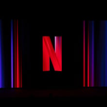 The Netflix logo, the second largest entertainment/media company founded in the United States, being displayed during its Co-CEO Greg Peters keynote during the Mobile World Congress 2023 on March 2, 2023, in Barcelona, Spain.