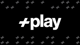 Verizon +play logo on black background with plus signs