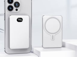 speedy mag charger in white on iphone