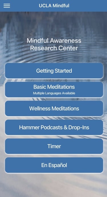 UCLA Mindful app has basic meditations and more.