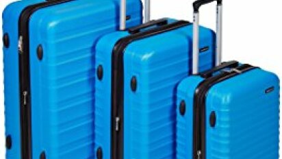 Blue luggage set from AmazonBasics.
