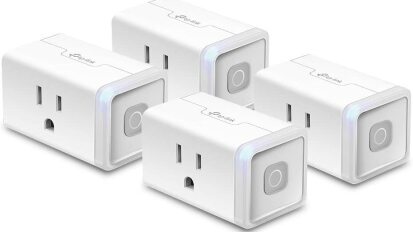 set of four white smart plugs