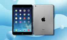apple ipad air from front and back with blue background