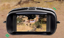 mini night vision binoculars with image of antelope and leopard
