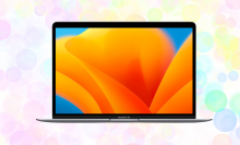 MacBook Air on colorful pastel background