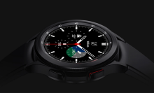 Samsung Galaxy Watch 4 on black background