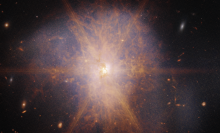 Webb telescope observing a galaxy collision 