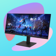 Asus 34-inch ultrawide gaming monitor with video game on display