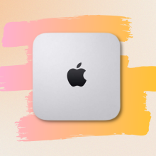 mac mini with colorful pastel background