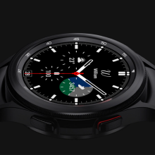 Samsung Galaxy Watch 4 on black background