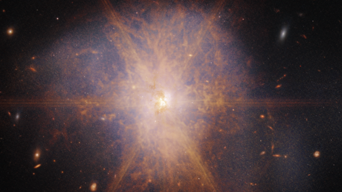 Webb telescope observing a galaxy collision 