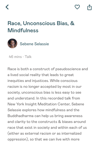 A guided meditation about race, unconscious bias, and mindfulness on the Liberate app.