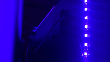 blue LED panels on the back of a TV