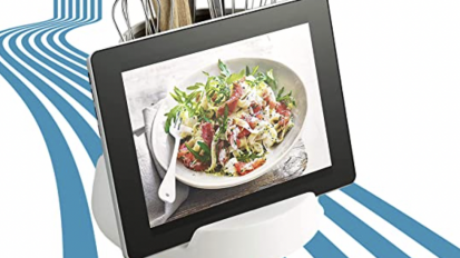 a tablet and recipe holder with an iPad