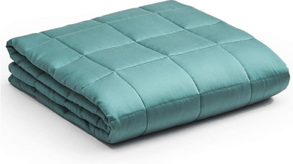 Blue quilted weighted blanket