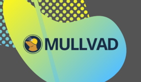 Green, blue, and gray graphic with Mullvad logo