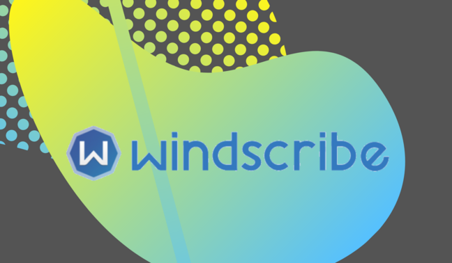 Green, blue, and gray graphic with Windscribe logo