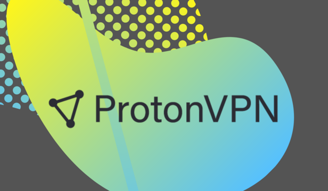 Green, blue, and gray graphic with ProtonVPN