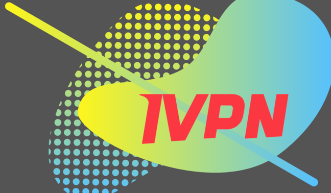 Green, blue, and gray graphic with IVPN logo